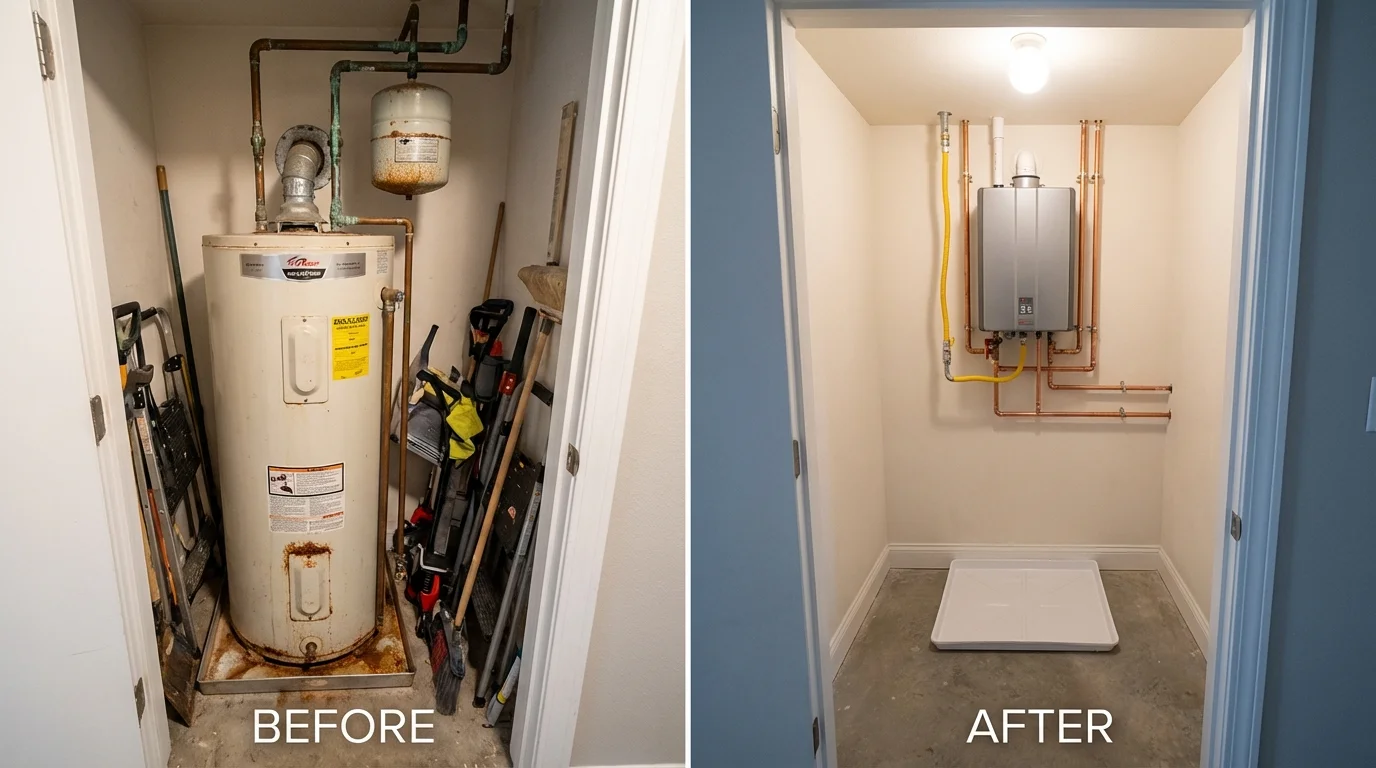 Tank water heater versus wall-mounted tankless unit comparison for Newport, PA homeowners